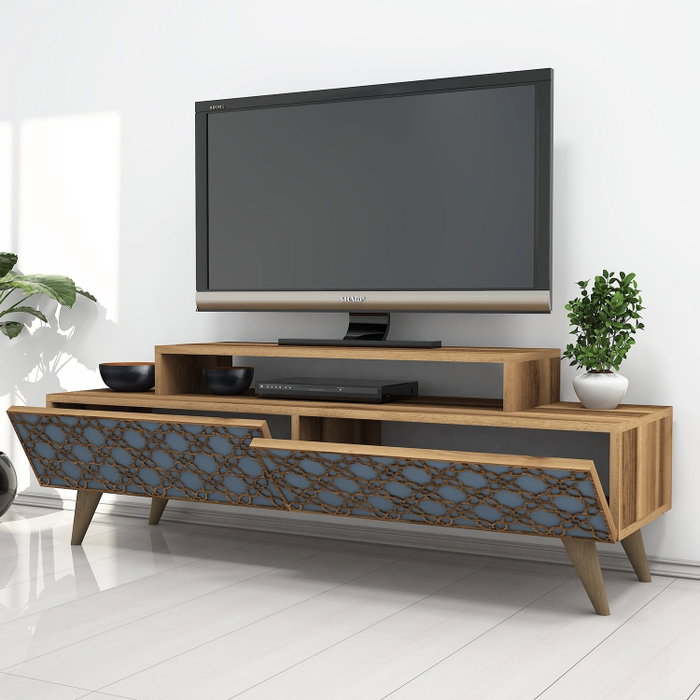 Hanah Home City Soporte TV Nogal y Calcedonia 140x48.8x41.8 cm